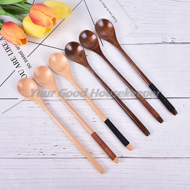 

Wooden Spoons Long Handled Spoon Kids Spoon Wood Rice Soup Dessert Spoon