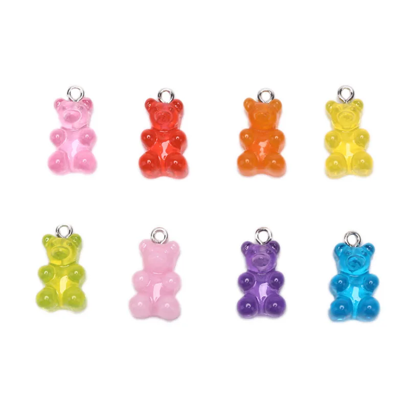 10 шт., хит, новинка, модные милые шармы Gummy Bear, плоская задняя часть, Полимерные Подвески, ожерелье, подвеска, серьги, подвески для украшения своими руками 1*1,7 см