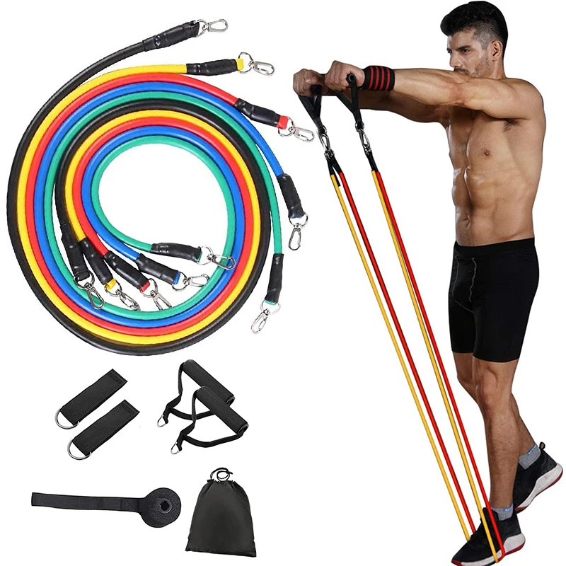 11 шт. Набор резинок для йоги фитнеса тренажерного зала Тяговая веревка резиновая