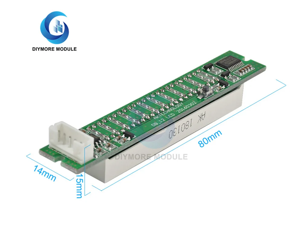 Mini Dual 12-bit LED Music Level Indicator Module Adjustable Light Speed VU Meter Stereo Amplifier Board with AGC Mode Diy Kit images - 6