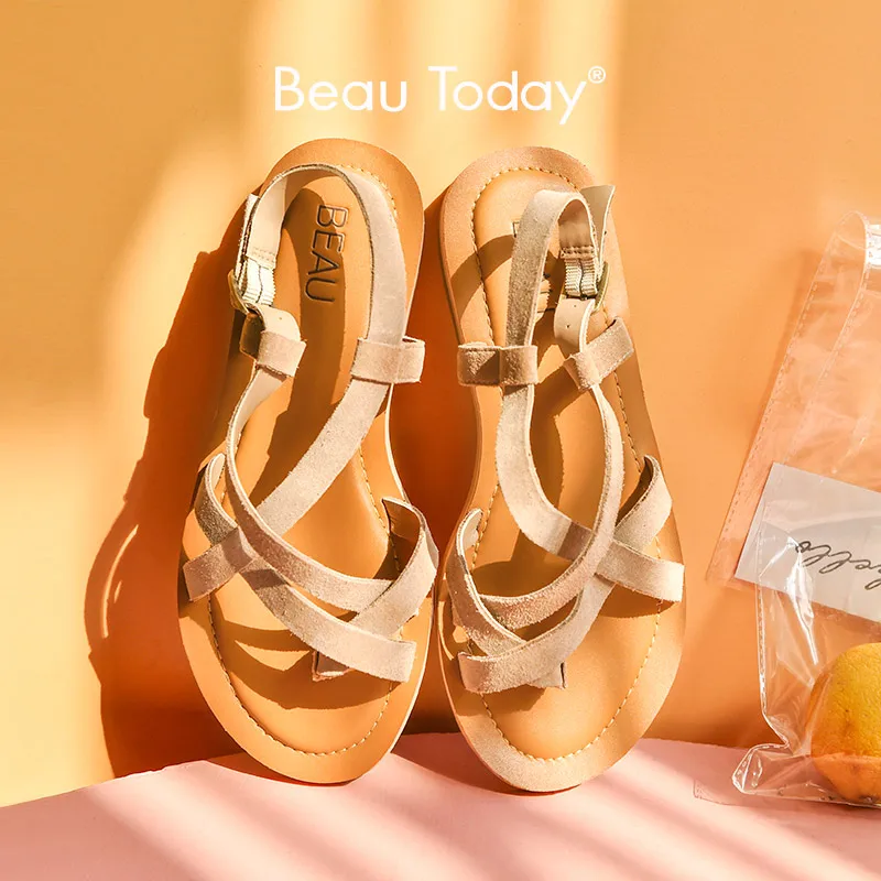 Женские замшевые сандалии гладиаторы BeauToday классические туфли ручной работы в