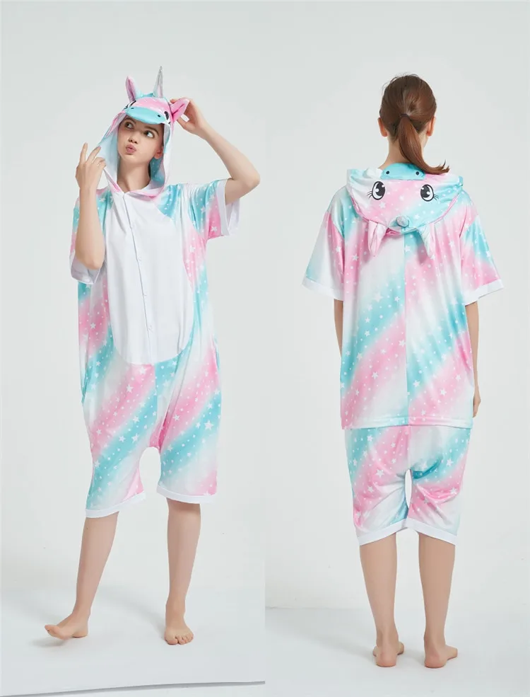 Пижама для детей и взрослых с милым единорогом пижамы мультяшными животными