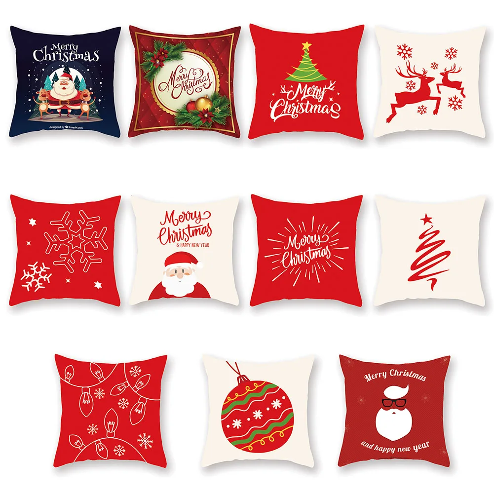 

45x45CM Christmas Pattern Sofa Pillow Covers Polyester Peach Skin Pillowcase Cover For Home Christmas Decoration Cushion Cover
