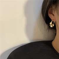 korean simple plain gold glossy earrings fashionable all match super fairy earrings sins for women girls
