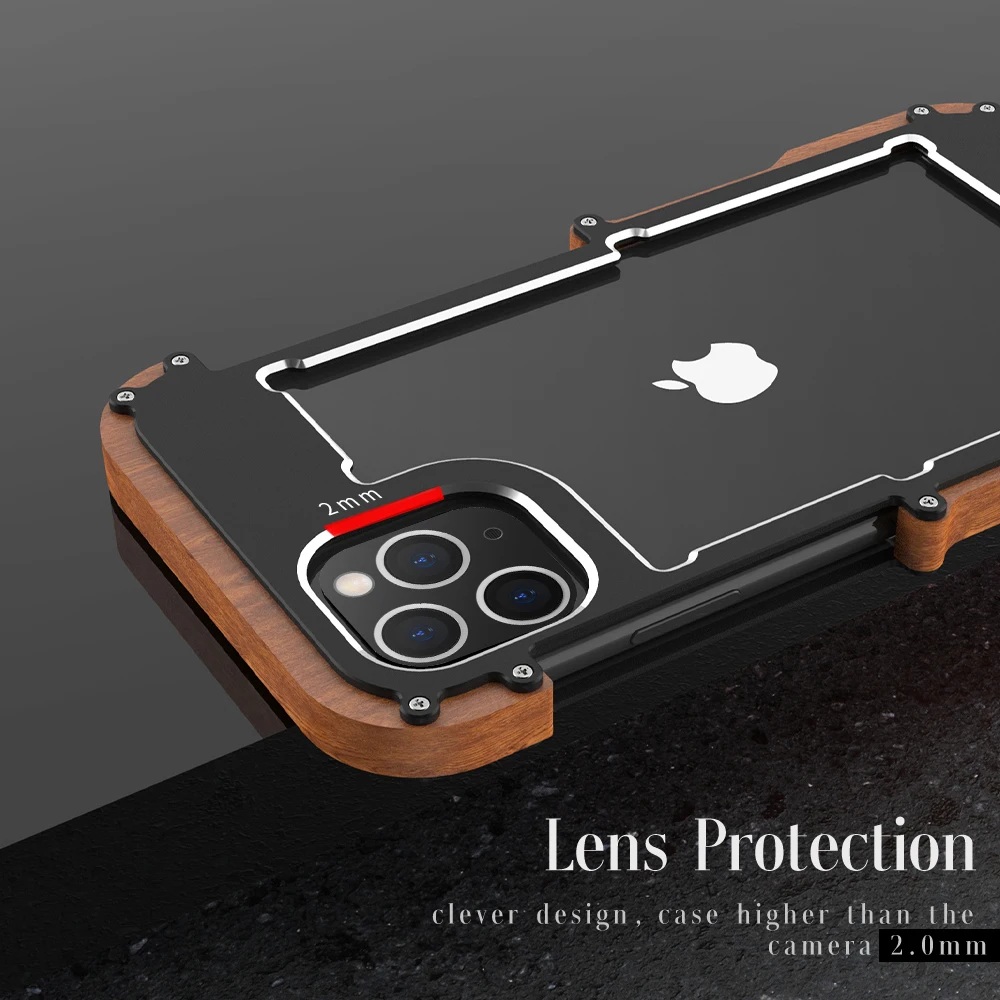 Алюминиевый металлический бампер для iPhone 11 11pro max деревянная рамка ретро чехол
