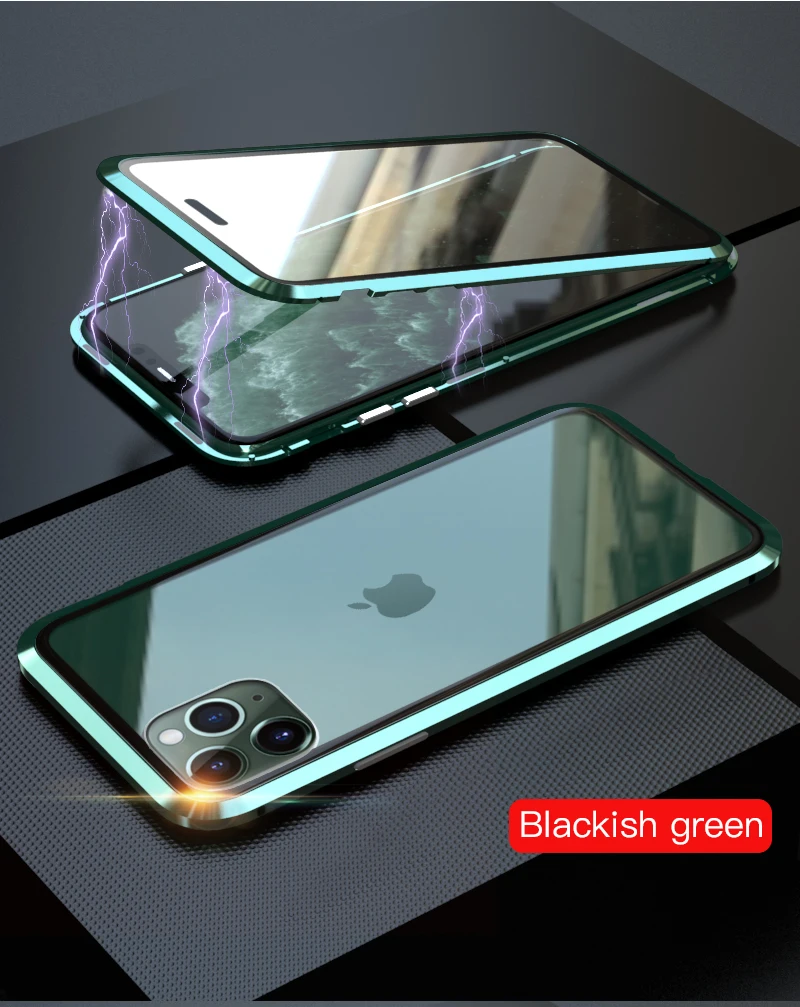 LUPHIE, Магнитный чехол на 360 градусов для iPhone 11 Pro Max, чехол, передний и задний стеклянный чехол для iPhone 11 pro Max, Магнитный чехол