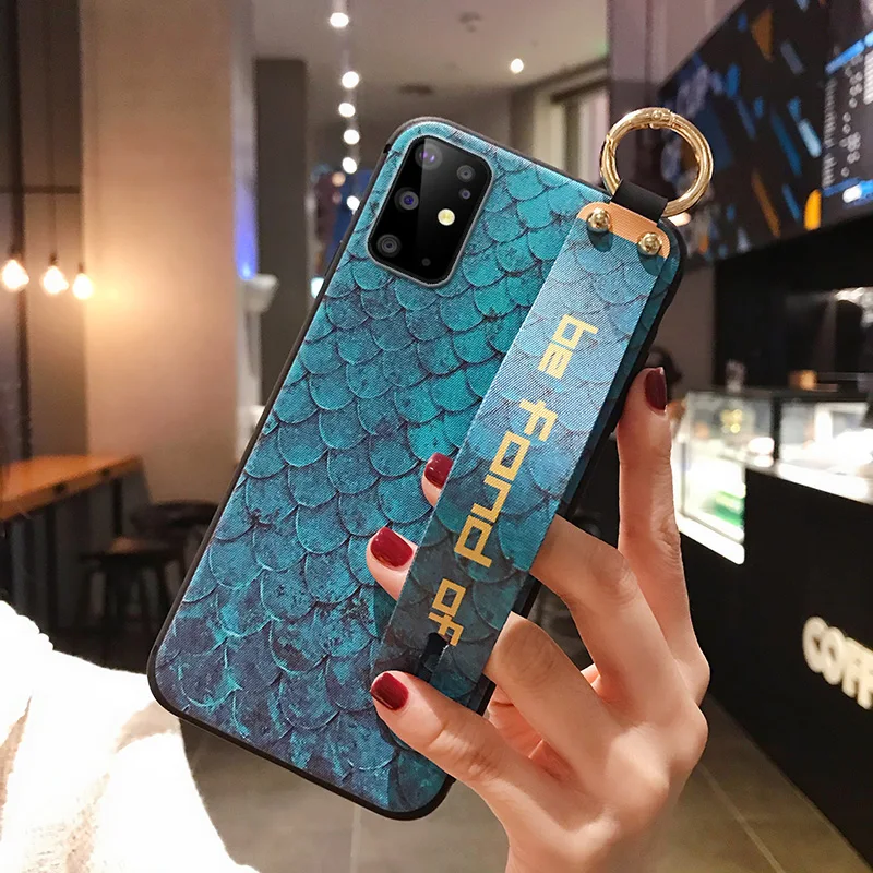 A51 A71 A50 A40 A70 A30 Cover Trendy Geometric Soft Wrist Strap Phone Holder Case for Samsung S20 Ultra S8 S9 S10 S20+ Note 10 9 | Мобильные