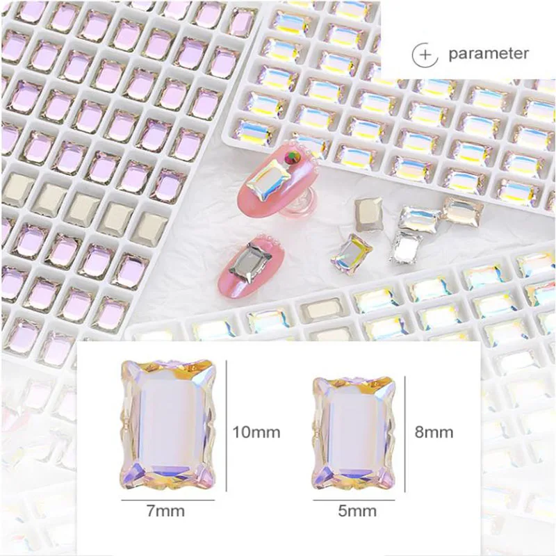 

10pcs Rectangle Mahjong Glass Crystals Rhinestones Applique for Nail Clothing Wedding Jewelry Decoration Accessories