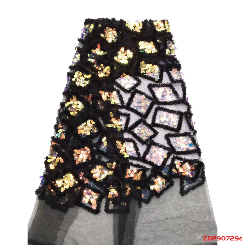 

2019 Veritable Distinctive shiny Sequins French mesh lace fabric Square pattern Sequins net lace fabrics f190729