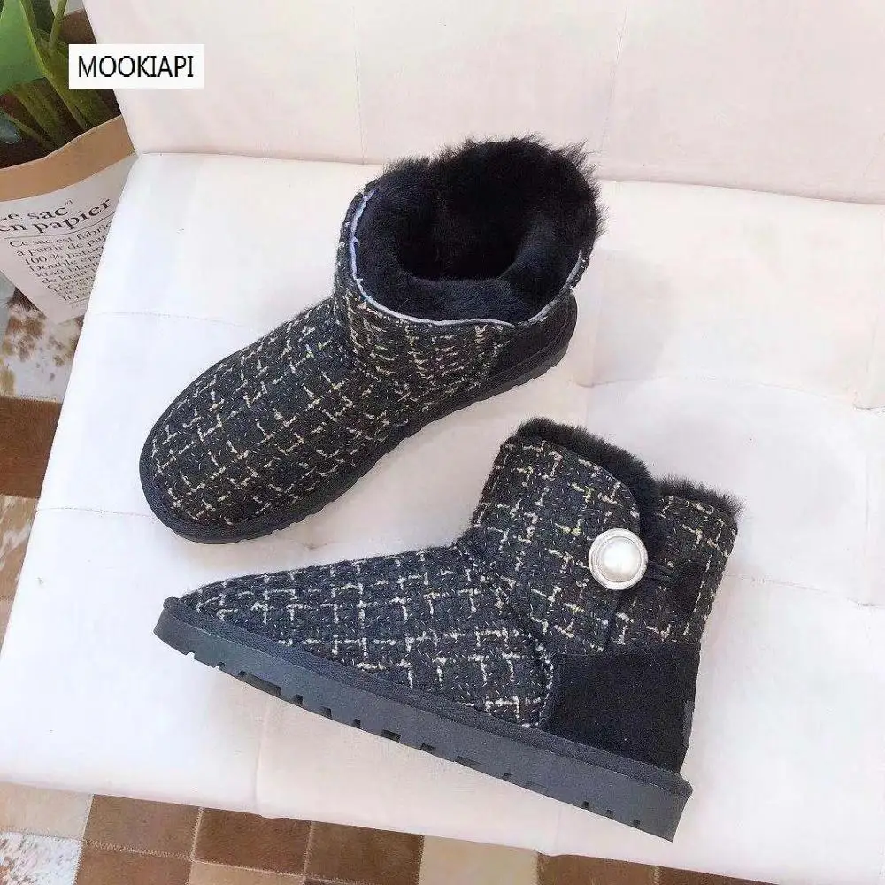 

2019 Australia's most fashionable short tube lace up women's shoes, real cowhide, natural wool, the highest quality snow boots