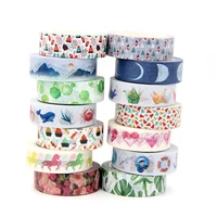 1pc 15mm10m kawaii christmas moon and plant designs tapes for scrapbooking stickers adhesive masking tapes stationery