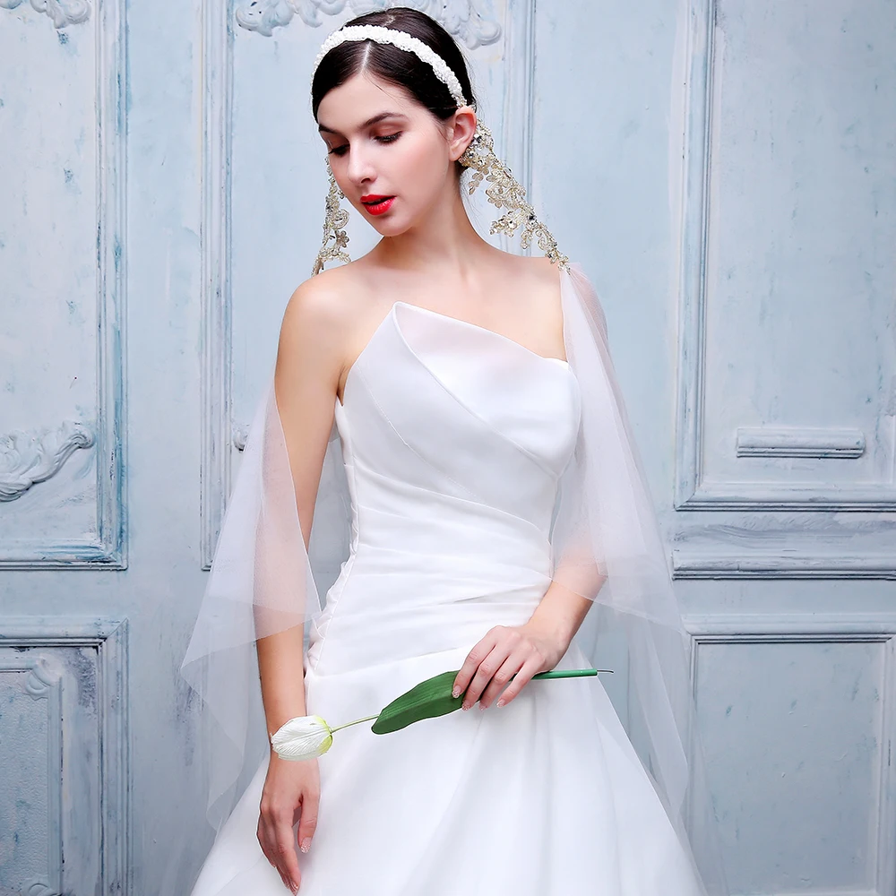 2019 элегантная женская Соборная Фата мягкий кружевной тюль жемчужины с