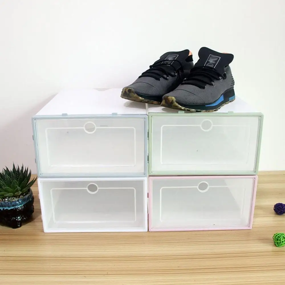 1pc Transparent shoe box storage boxes thickened dustproof shoes organizer can be superimposed combination cabinet - купить по