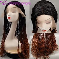 y demand lace braid wig long synthetic braided lace front wigs ombre box braids wigs for women high temperature african women