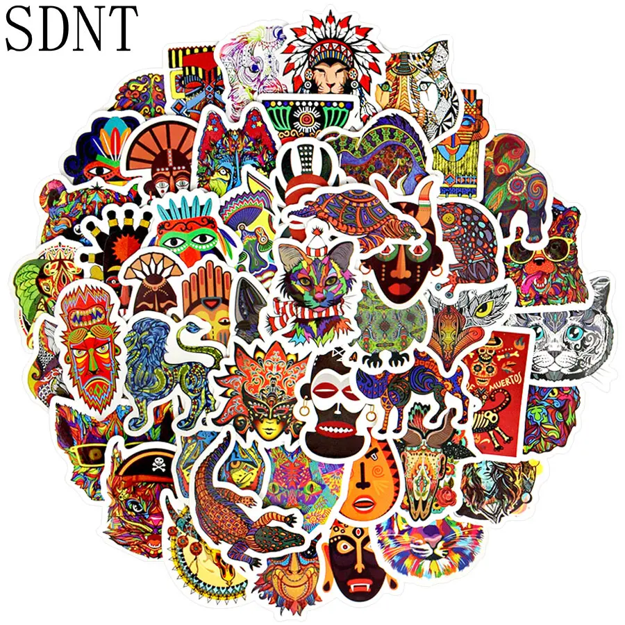 

50 PCS Totem Animal Stickers Ethnic Mandala Tribal Tattoo Graffiti Cool Stickers to DIY Skateboard Laptop Suitcase Car Sticker