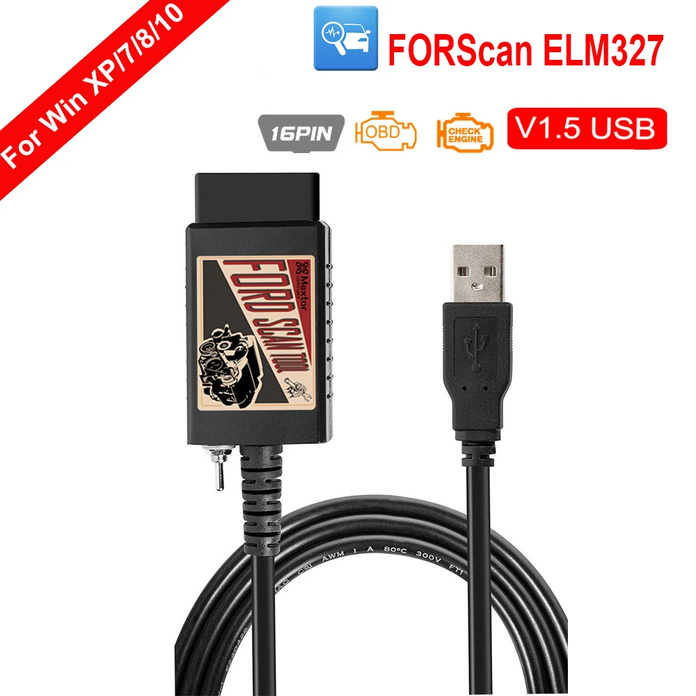 FORScan-Cable de herramienta de diagnóstico USB, adaptador de escáner OBD2, Software ELM327, para Ford MS-CAN HS-CAN