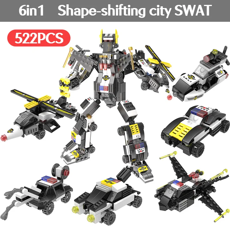 518 шт. Детский конструктор робот автомобиль|Блочные конструкторы| |