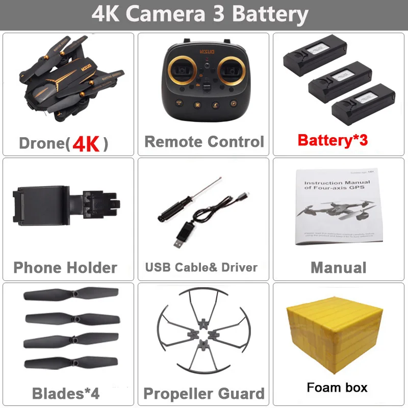 4K Camera 3B VISUO XS812 gps Радиоуправляемый Дрон с 5MP/4K HD камерой wifi FPV Радиоуправляемый квадрокоптер вертолет удержание высоты RTF подарок на рождение для детей VS XS809S E5 - Цвет: 4K Camera 3B
