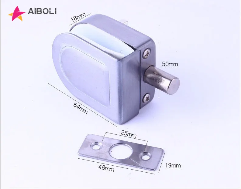 Single Central Glass Door Lock Stainless Steel Bolt Locks Hasps For 10-12mm | Обустройство дома