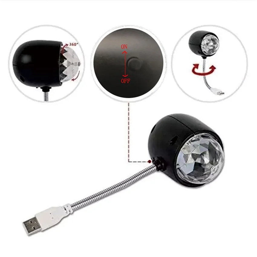 Многоцветный СВЕТОДИОДНЫЙ шар для дискотевечерние вращающийся USB-светильник 2 в 1