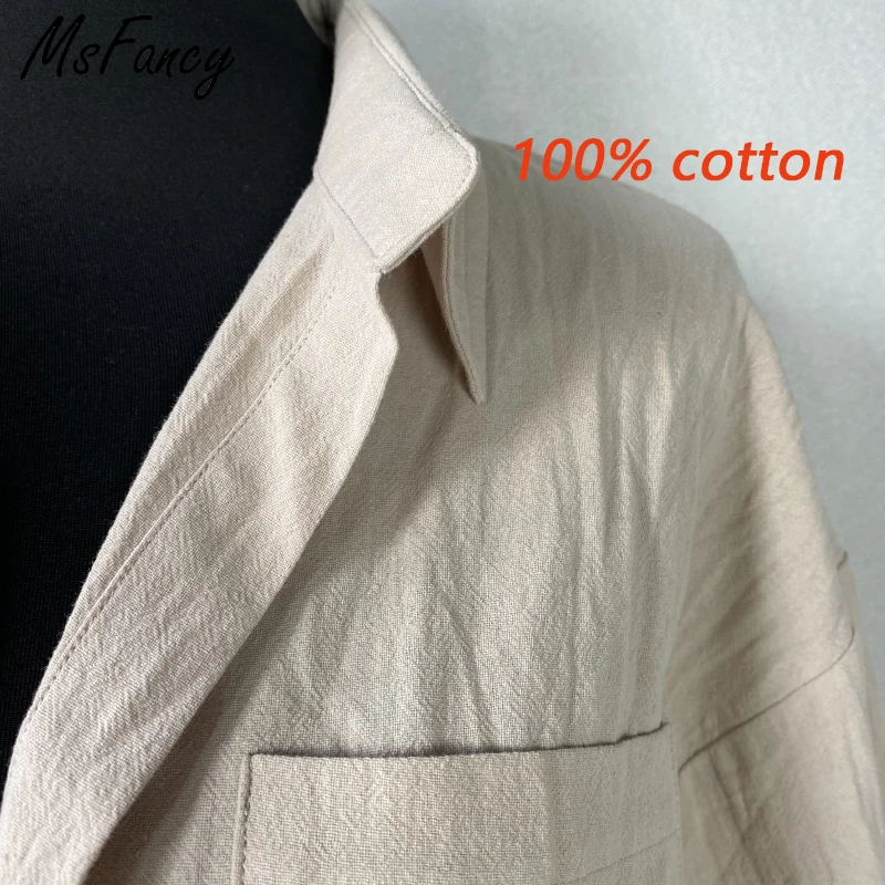 Комплект из двух предметов Msfancy для женщин винтажный комплект 2021 хлопка с шортами