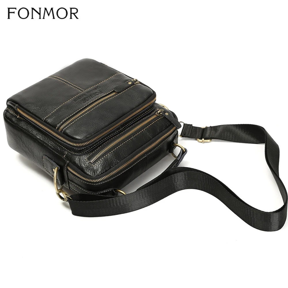 Мужская сумка мессенджер Fonmor черная многофункциональная через плечо из