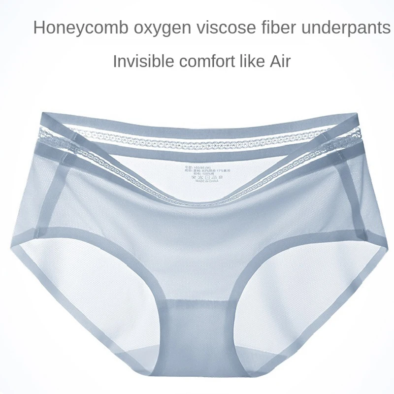 New Summer lace ice lady underwear breathable antibacterial quick-drying briefs female cute transparent carry buttock 6 colors