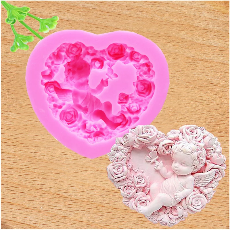 2 шт. силиконовая форма ребенка для малышей Diy роза любовь ангел кукла шоколада