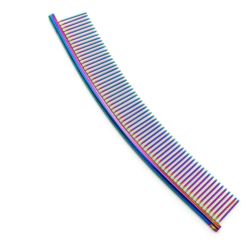 

Moon Shaped Pet Grooming Comb Stainless Steel Beauty Removes Fleas Curved Row Dog Opening Durable Comb