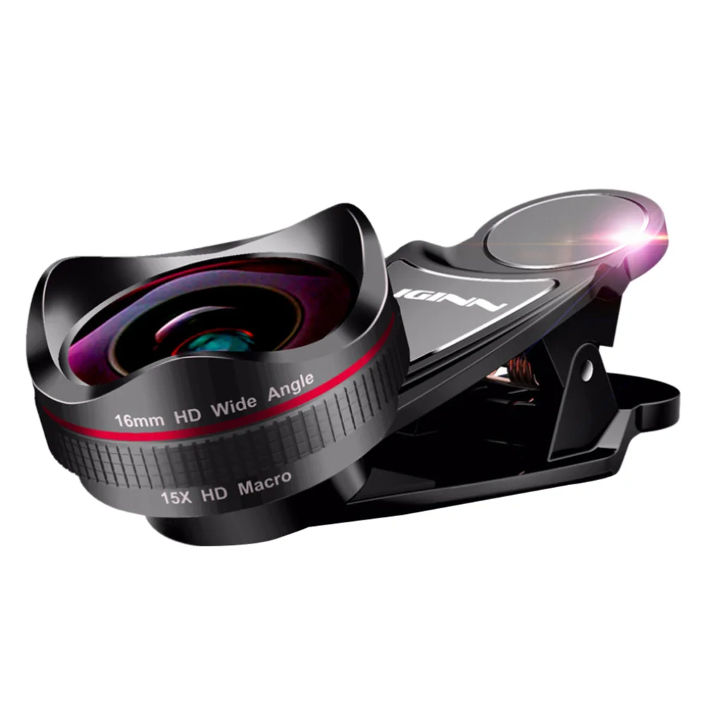 2 шт. 4K объектив для телефона 120 градусов широкоугольный 15X макрообъектив