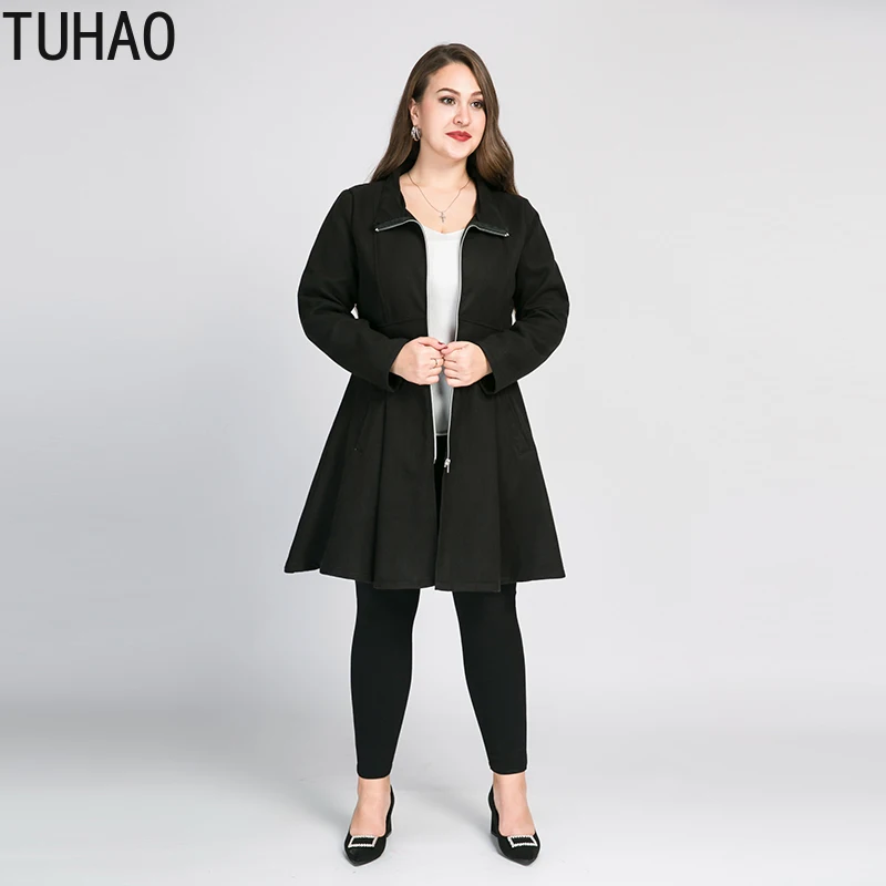Женское шерстяное пальто TUHAO зимнее длинное для офиса размеры 8XL 7XL 6XL 5XL WM15|Женские