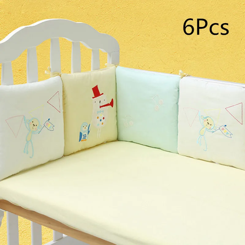 Yellow 6Pcs 6 шт./12 шт. Детская кровать бампер Комплект Детская кровать детская кроватка защитный бампер для новорожденных Детская кроватка бампер в обувь для малышей Комплект постельного белья - Цвет: Yellow 6Pcs