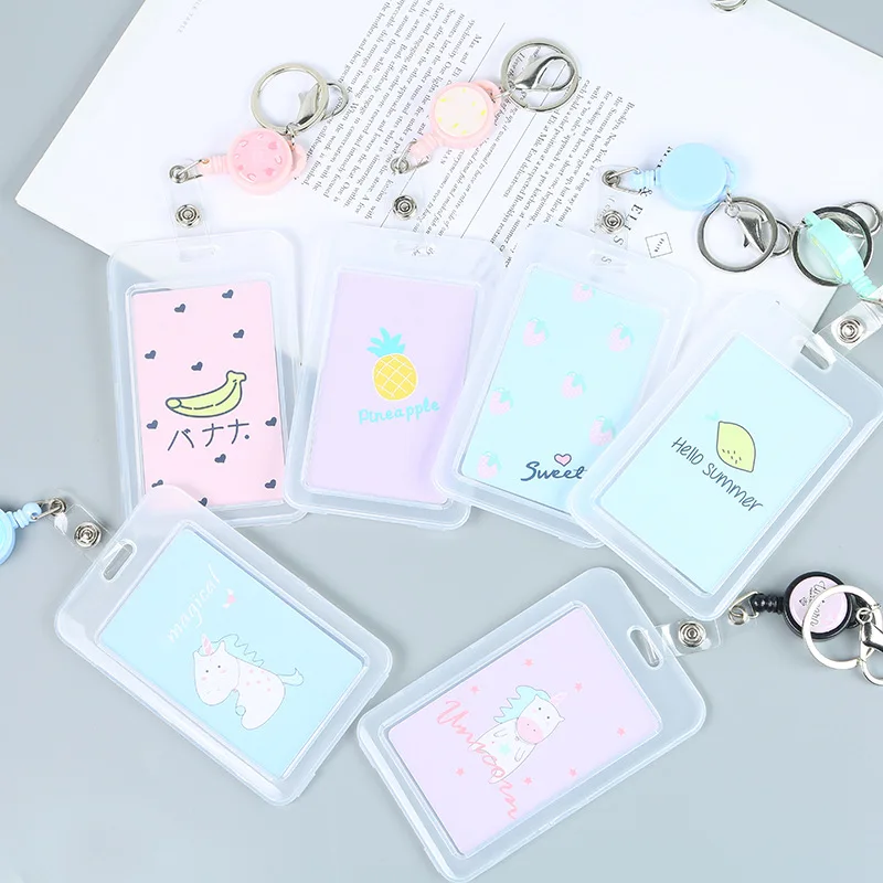 Милый мультяшный держатель для кредитных карт выдвижной женщин защита