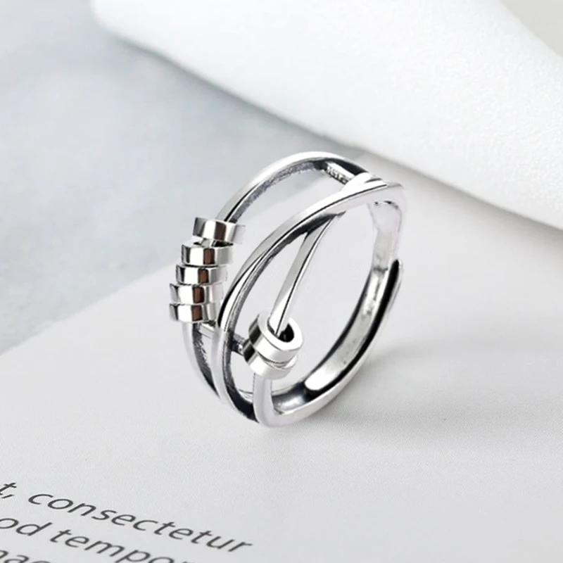 Anti Anxiety Rings For Women Men Fidget Spinner Band Unisex Adjustable Stacking Spinning Worry Ring