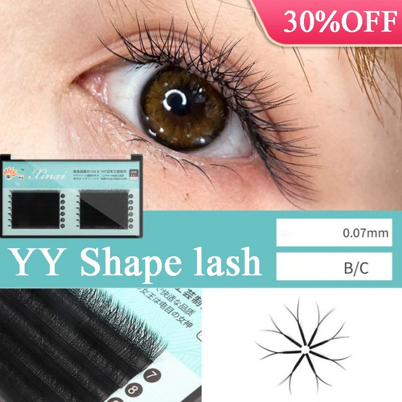 

New Arrival YY Shape Lash 0.07mm B/C/D 8-15mm Fluffy Individual Eyelash Extensions Natural Soft Y Lashes Wholesale Supplies