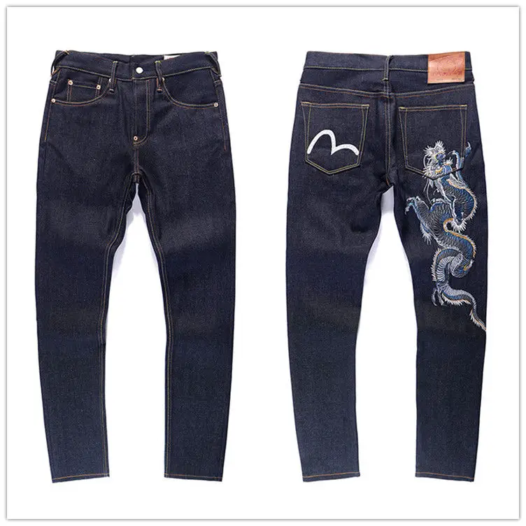 Evisu, новинка, повседневные, мужские, дышащие, высокое качество, джинсы, теплые, мужские, бренд, вышивка, прямые, с принтом, мужские брюки, четыре сезона