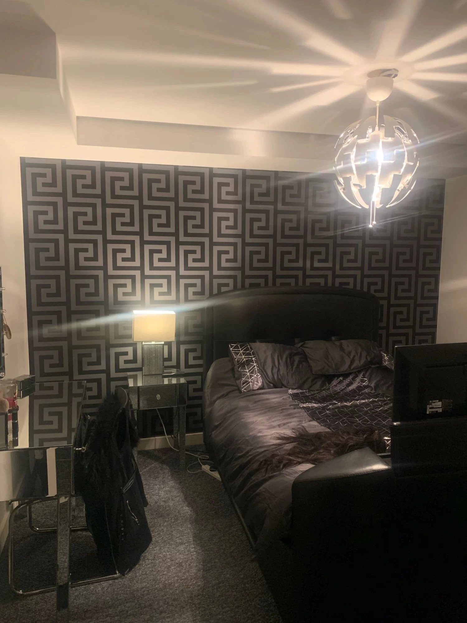 3D обои с геометрическим рисунком роскошные черные атласные греческими клавишами