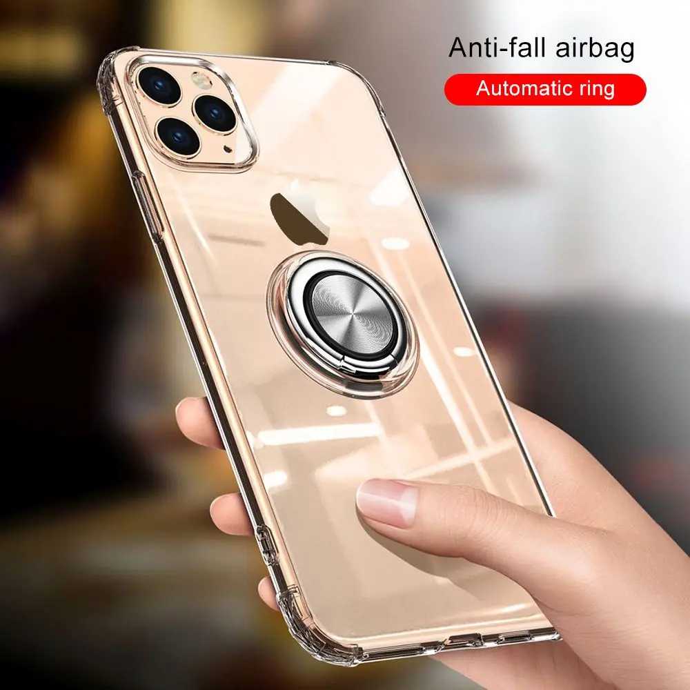Прозрачный магнитный держатель мягкий чехол для телефона iPhone 11 Pro Xr XS Max X 6 6S 7 8 Plus 12