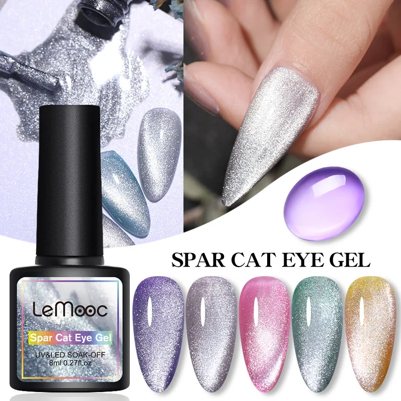 

8ml Nail Translucent Gel Polish Magnetic Silver Snowlight Effect Varnishes Spar Cat Eye Coat Needed Soak Off Glass Gel
