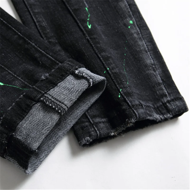 

2021 Nightclub style dsq brand black Italy luxury Men denim trousers Patchwork Slim letter jeans Pencil Pants for men