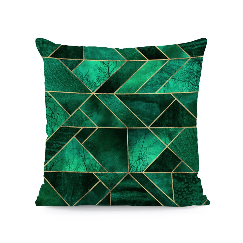 Luxury Popular Golden Geometric Pillowcase Marble Texture Living Room Decoration Sofa Rest Cushion Cover Symmetric Throw Pillow | Дом и сад