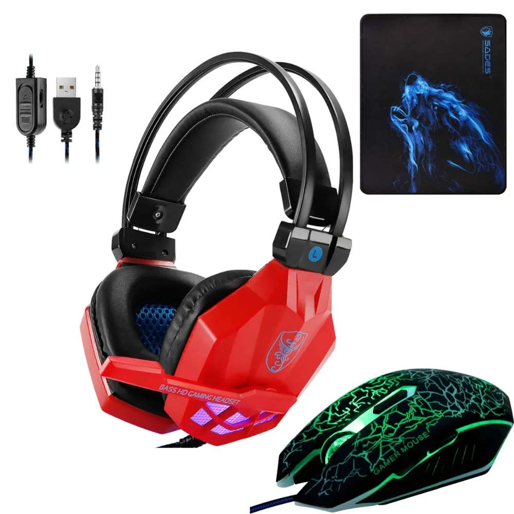 Led 3,5 мм наушники игровая гарнитура с микрофоном для геймеров ПК PS4 игры Стерео Игровые наушники с микрофоном для компьютера