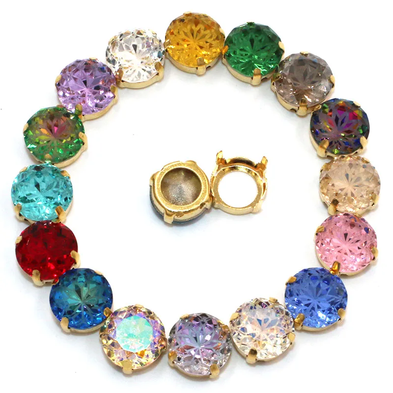 

Party DIY Decorations Round Shape Glass Strass Crystal Pointback Rhinestones Gold Claw Setting Sew On Clothing/Wedding Dress