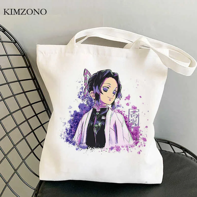 

Demon Slayer Kimetsu No Yaiba shopping bag bolsas de tela bolso bolsa shopper shopping grocery bag ecobag tote sacolas