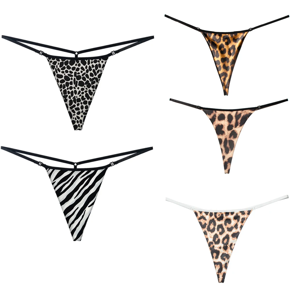 

Leopard Print Thong Women's Sexy Low Waist Panties Traceless Breathable Cotton T-back Female Lingerie Bikini Briefs