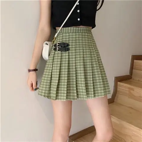 

Summer 2021 new net red chic college fashion high waist thin age reducing pleated short skirt half skirt women's students
