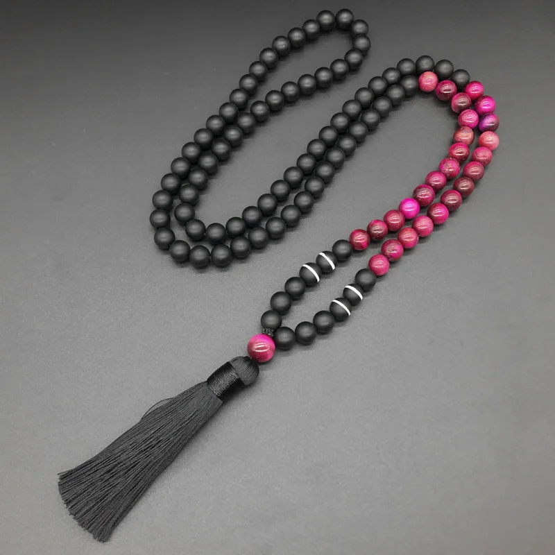 8 мм розовый красный тигровый глаз японское ожерелье ювелирные изделия для йоги