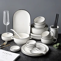 household simple bowls saucers chopsticks ceramic tableware edible bowls and soup bowls eco friendly dinnerware set