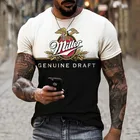 Мужская Ретро-футболка с 3D-принтом, черно-белая, двухцветная, летняя, облегающая, свободная, с круглым вырезом