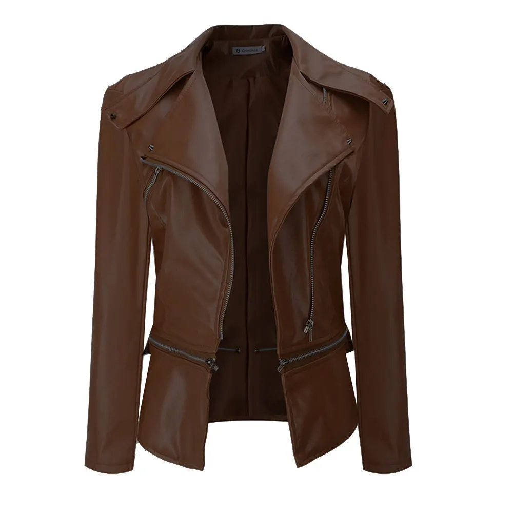 HEFLASHOR 2019 Women PU Leather Jacket Flight Turn-down Collar Coat Zip Up Biker Casual Tops Outfit Ladies Motorcycle Outerwear | Женская